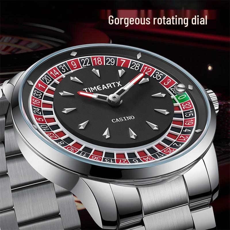 Men's Trendy Luminous Waterproof Quartz Watch with Leather Strap