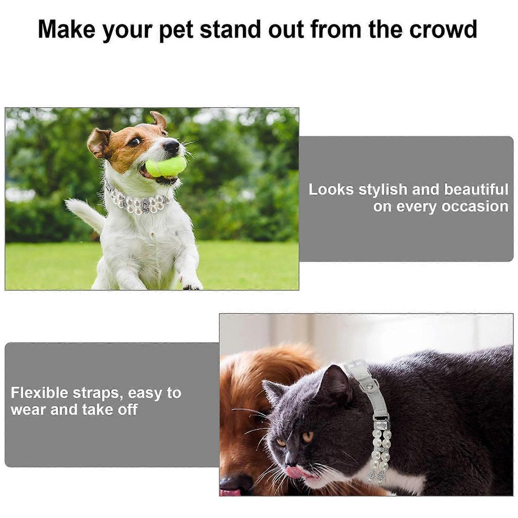 Adjustable Dog Collar Necklace for Everyday Wear with Leash in White Color 1Pack