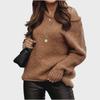 Off-Shoulder Sexy Round Neck Knit Pullover: Solid Color Casual Loose Plus Size Women's Sweater - Autumn/Winter Collection