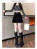 Women's High Waist Khaki Corduroy A-Line Mini Skirt - Petite Slimming Pleated Design for Autumn/Winter 2024