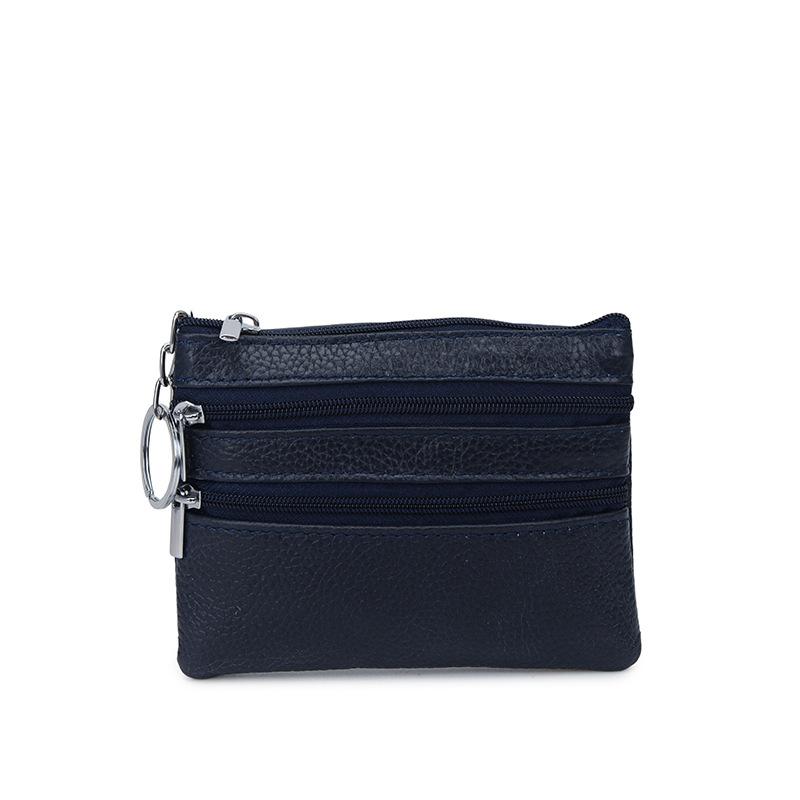 Pu Leather Portable Money Coin Purse Key Ring Waterproof Zipper Wear Resistant Credit Card Holder For Men Women