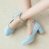 Girls' Shoes Women Pumps Round Toe Thick Square Heel Buckle Lolita Shoes Sweet Pearl Woman Party Wedding Shoes Plus Size 30-43