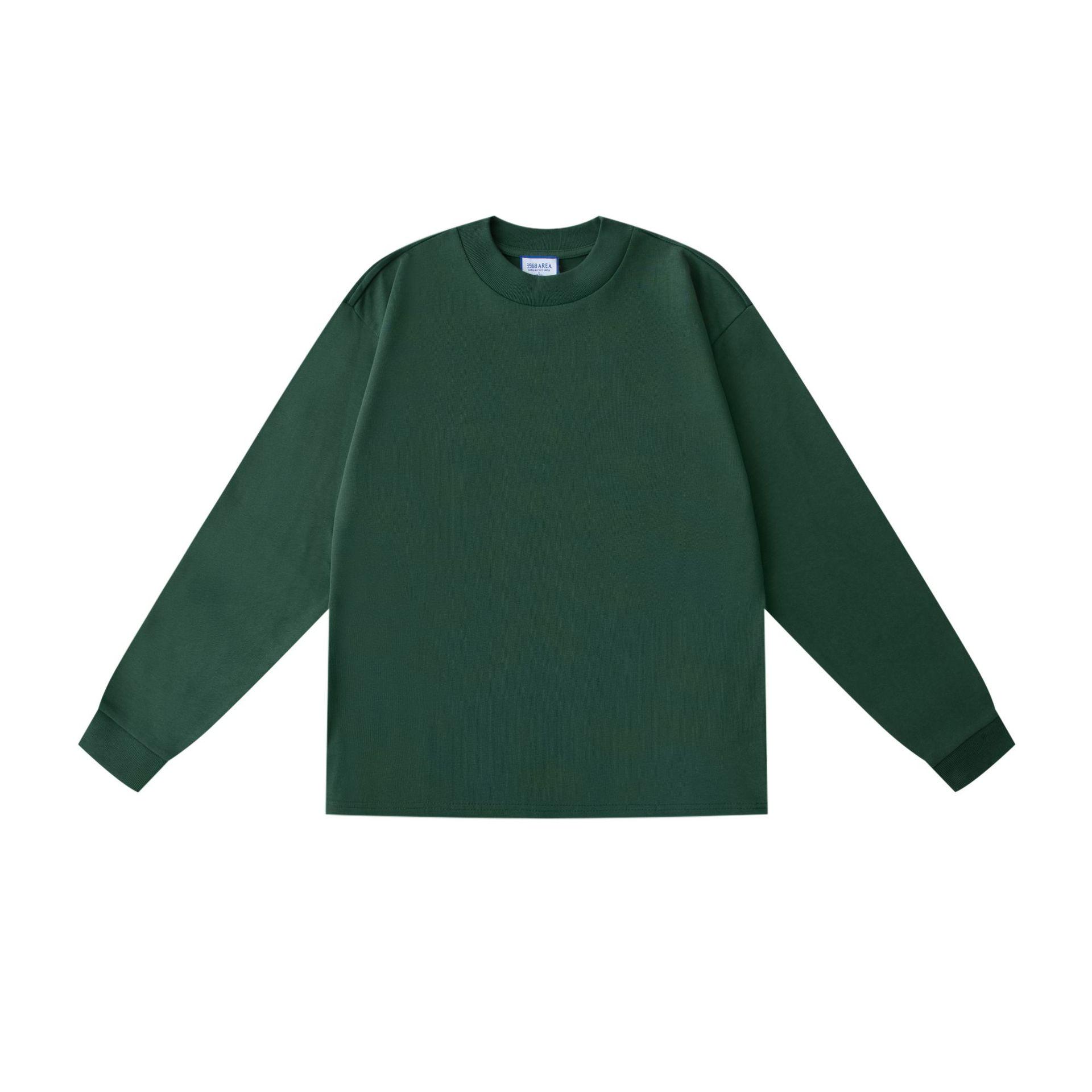 Men s Oversized Heavyweight Cotton Long Sleeve T-Shirt, Small Collar, Solid Color, 400g S