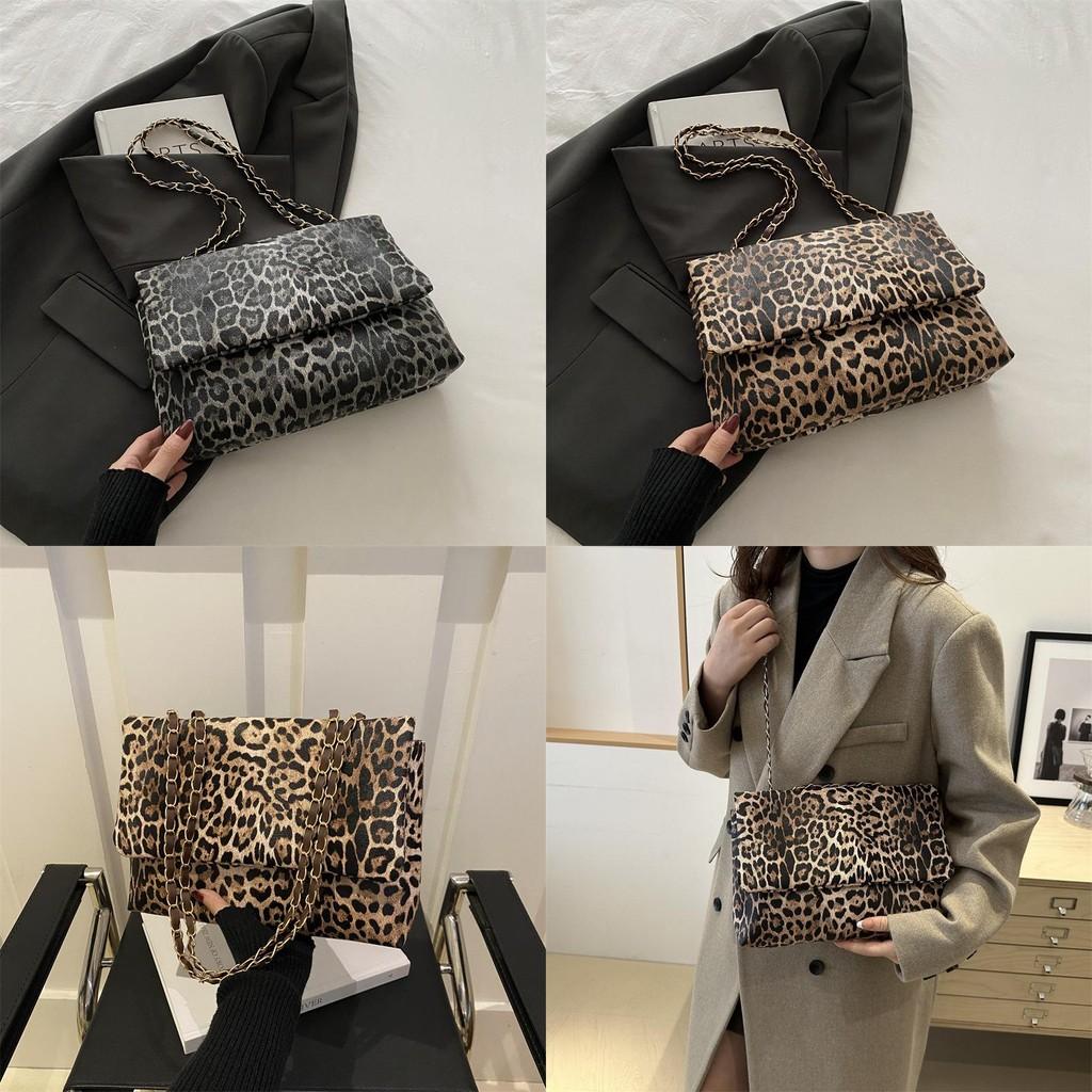 Stylish Black And Brown Small Square Handbag For Women With Chic Leopard Print Design