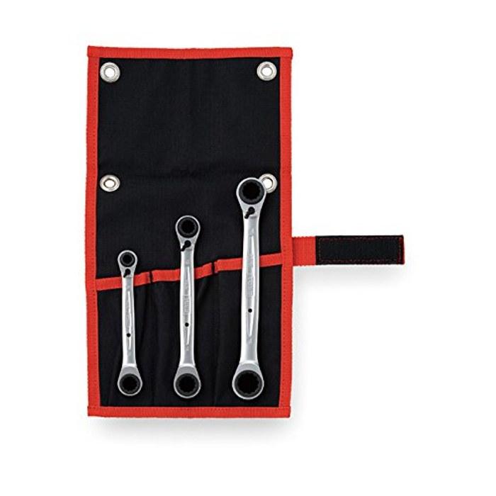 TONE 4-Way Ratchet Wrench Set RMW300 Black 3-Piece Durable Tool Set