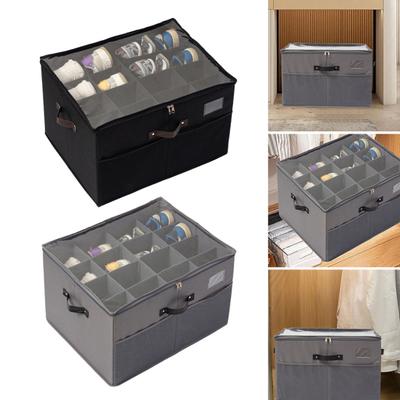 Shoe Storage Box Organizer Multiple Compartments Large Capacity Handle Design Adjustable