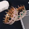 2024 New Baroque Round Wedding Crown Bridal Pageant Rhinestone Crystal Tiaras Crown Molding Headpieces For Queens And King