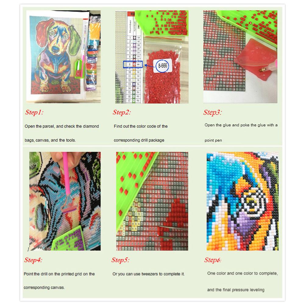 DIY 5D Full Drill Living Room White Horse Tread Wave Cross Stitch Rhinestone Painting