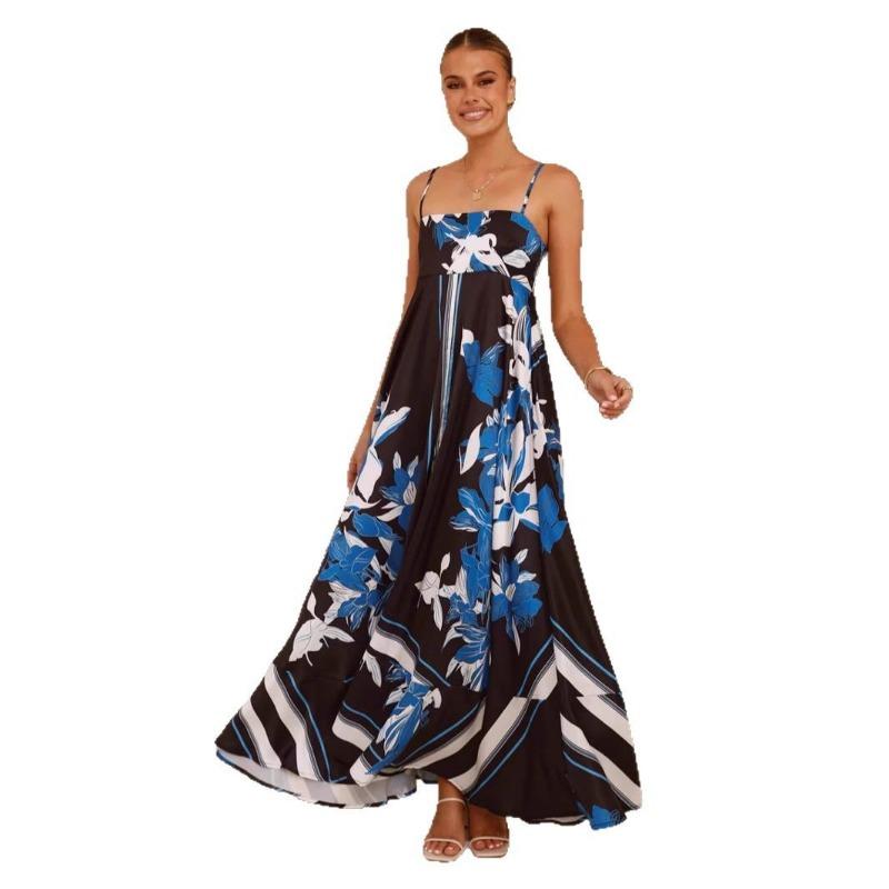 

Summer Fashion Positioning: A Printed Street Dress with A Strappy Top XL чёрный/синий