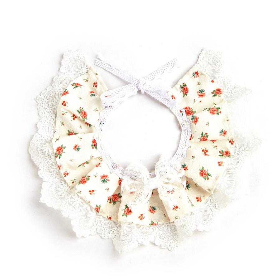 Lace Bow Floral Pet Bib Saliva Towel For Cat Dog Neck Scarf