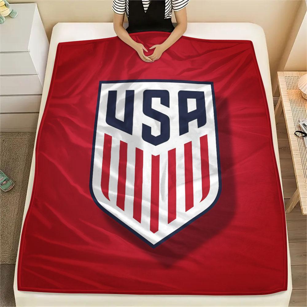 USA Fußball bedeckte Flanelldecke, weicher Überwurf für Schlafzimmer Sofa, waschbar, Fußballfanartikel, tolles Geschenk.
