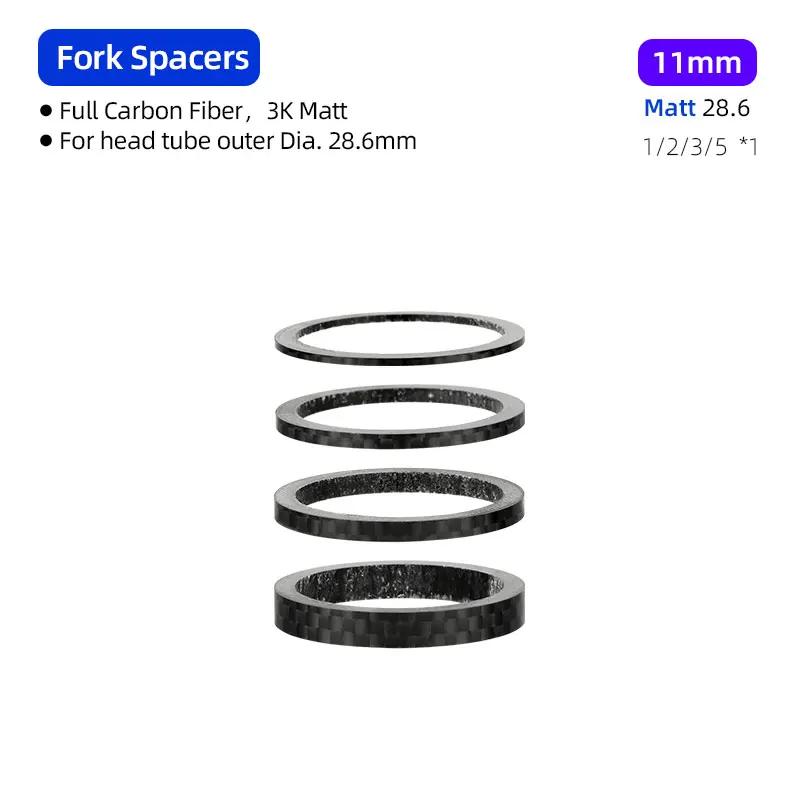 Комплект шайб для рулевой колонки передней вилки велосипеда, набор карбоновых проставок, карбоновая демпфирующая шайба для руля MTB 28,6 мм, запчасти для велосипеда