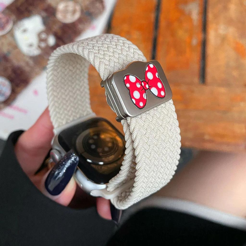 Braided Nylon Strap For Apple Watch Ultra 49mm 10 46mm 42mm 9/8/7 Magnetic Butterfly Knot Bracelet iWatch 6/5/SE/3 WristBand