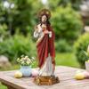 Religious Figurine Detailed with Golden Circlet Classical Resin Statue for Altar, Prayer
