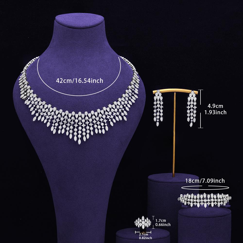 Sada svatebních šperků pozlacená bílým zlatem Svatební party Náhrdelník Šperky Sady Módní Dámské Doplňky