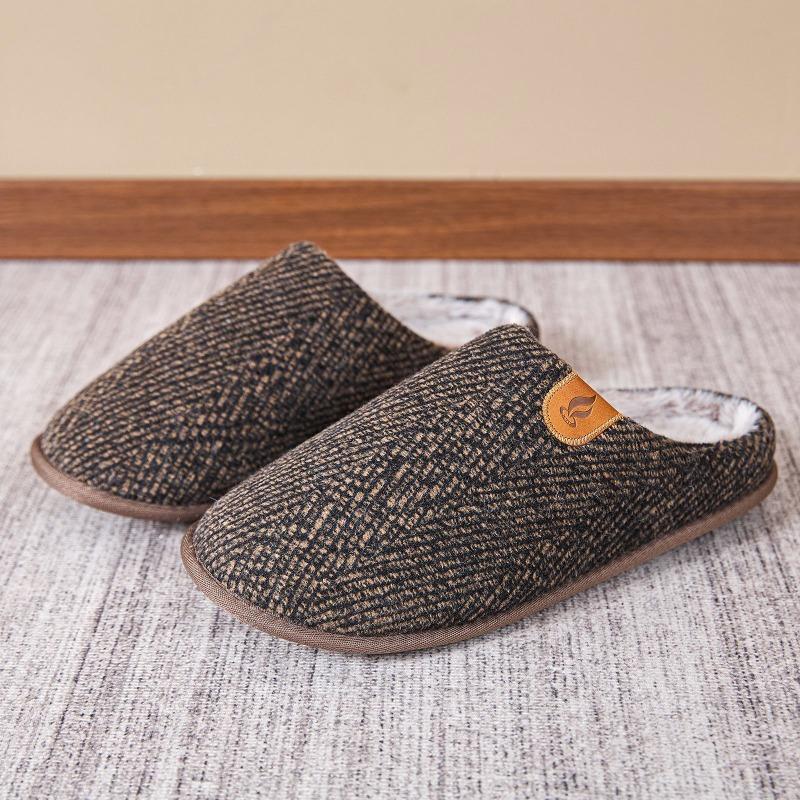 Hot-selling simple men's fleece cotton slippers winter warm and comfortable cotton shoes new wool slippers