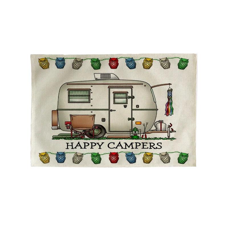 

Retro Touring Car Bus Kitchen Placemat Coaster Dining Table Mats Linen Pad Bowl Cup Mat 45*30cm Home Decor 2pcs 30x45cm