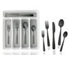 20Pcs Colorful Cutlery Set Dinnerware Set Black Fork Knife Spoon Stainless Steel Home Tableware Set With Plastic Storage Tray