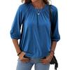Women's Solid Color Round Neck T-Shirt Shirt Half Sleeve 3/4 Sleeve Casual Loose Pleated Basic Tops