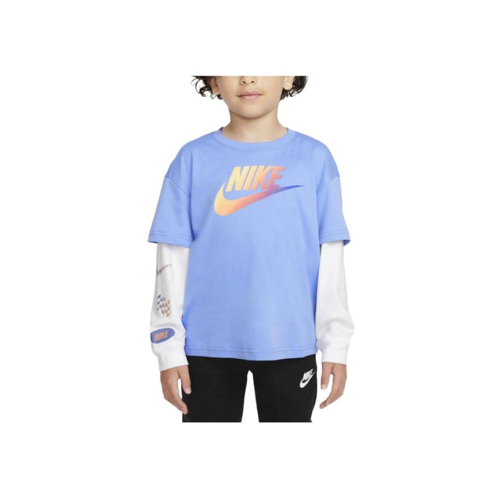 Nike Soft Comfortable Fashion Casual Long Sleeve T-Shirt Kids tops Pulse-Blue HQ7801-410