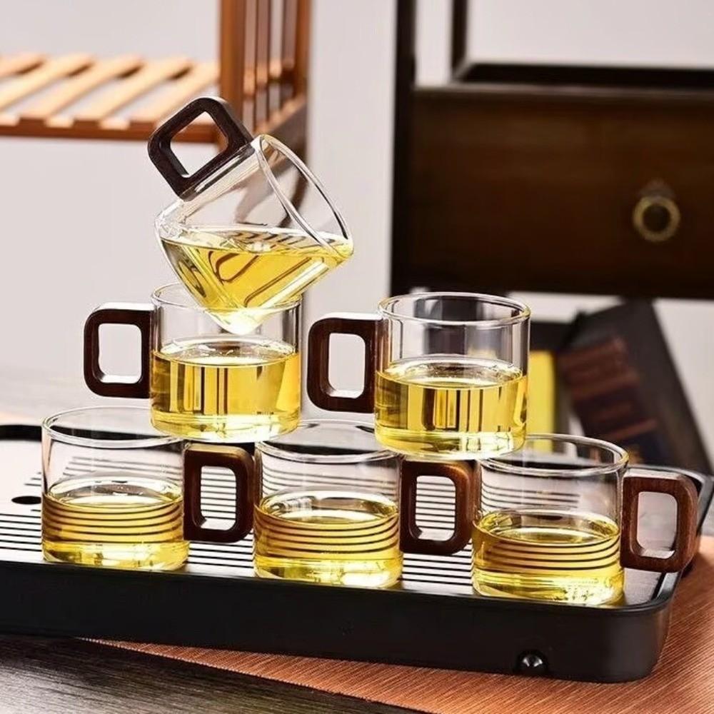 Walnut Handle Heat-resistant Glass Cup Glass Breakfast Milk Cup Espresso Cup Coffee Mug Household