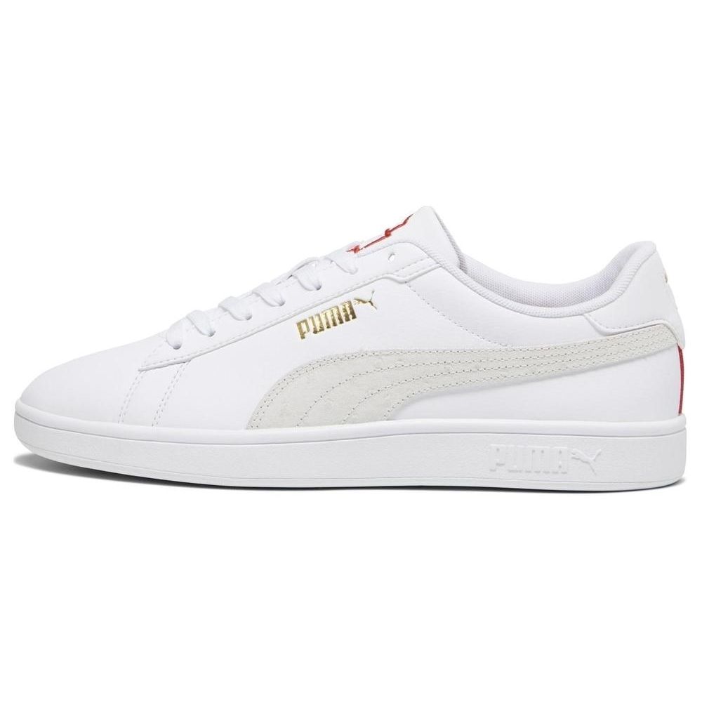 Puma Smash Round Toe Lace-Up Comfortable Versatile Low-Top Sneakers Unisex Sneakers White 392498-01