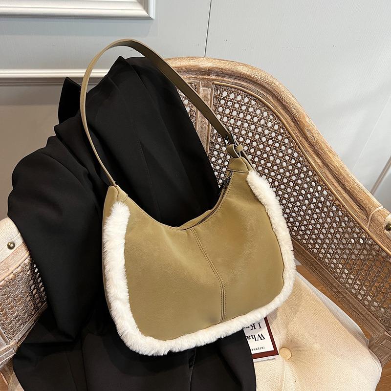 Suede Bag Women's Large-capacity New Autumn and Winter Niche Design Single Shoulder Crossbody Fluffy Dumpling Bag