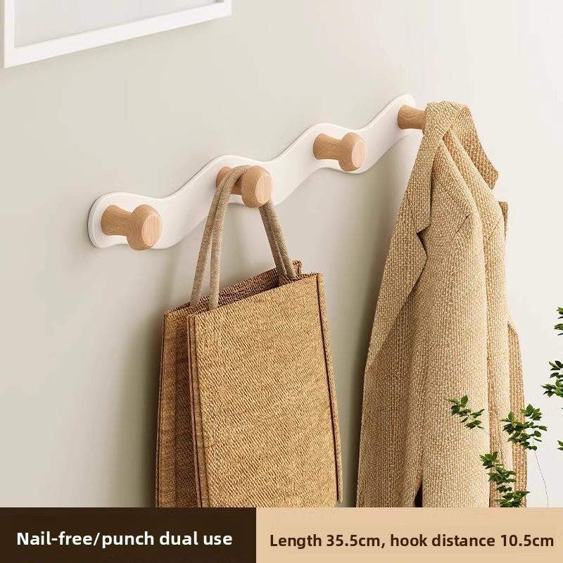 

Крючок на дверь Настенная вешалка для одежды без пробивки Крючок для одежды Входная дверь Настенный крючок для пальто и шляп Крючок-рейка для спальни 4 hooks белый