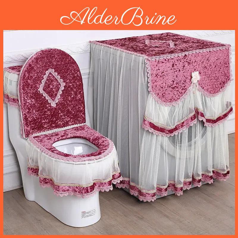 Washing Machine Toilet Embroidered Lace Cover Home Decoration Toilet Cover Detachable Machine Cover Washing Machine Cabinet