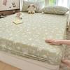 Korean Double-Layer Yarn Fitted Sheet Set Printed Mattress Protective Cover for Naked Sleep Skin-Friendly Dust Cover Kit for Bed