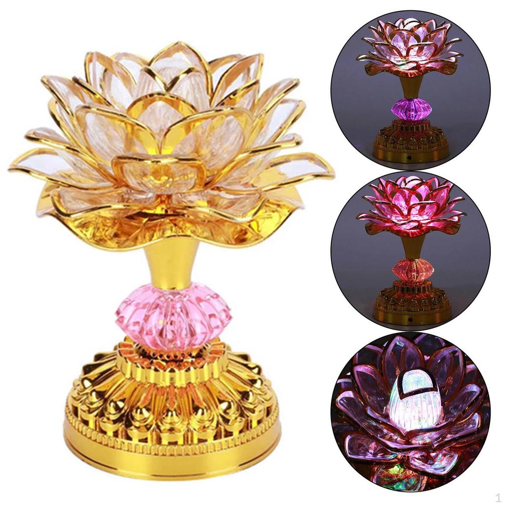 LED Lotus Buddhist Lights Color Changing Buddha Lamps Battery Operated Lamp Worship