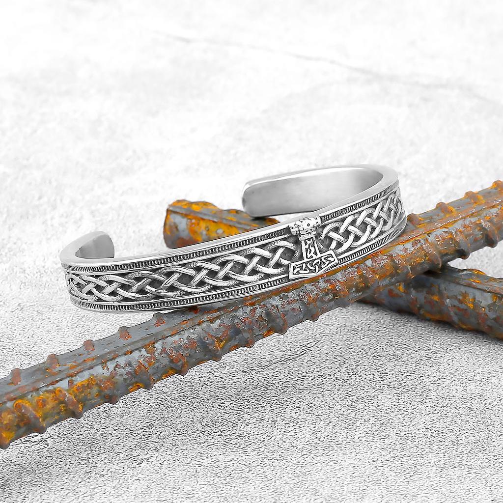 Herren Wikinger Valknut Armband Edelstahl Hip Hop Vintage Armreif Keltisches Knotenmuster Schmuck Geschenk für Männer