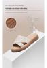 Red Dragonfly Women's Genuine Leather Non-slip Summer Slippers - Hollow Flat Bottom Cowhide Sandals for Middle-aged and Elderly.