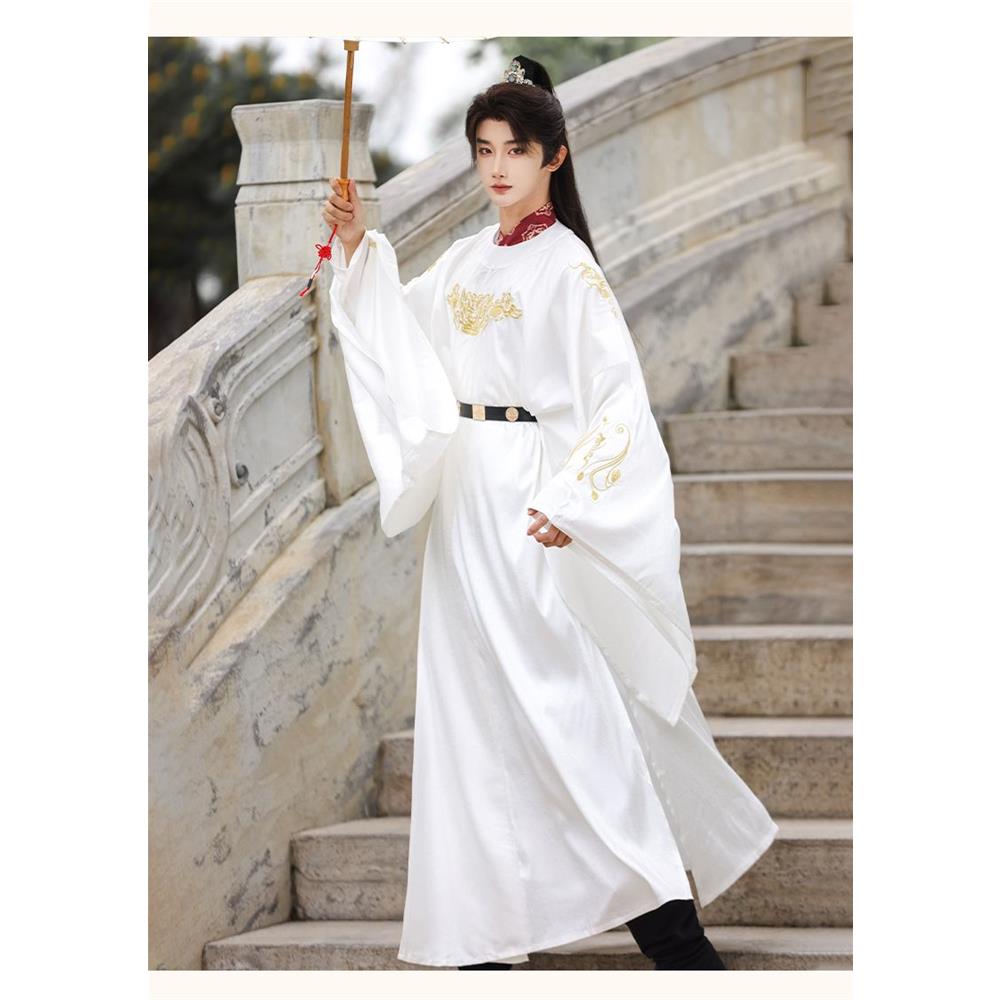 Chinese Style Round Neck Robe Embroidered Hanfu For Wedding Groom And Groomsmen