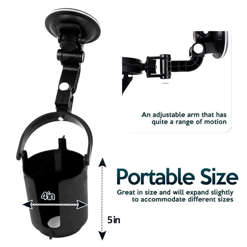 Auto Cup Holder for Cars Recessed Folding Drink Sturdy Black Vehicle Adjustable