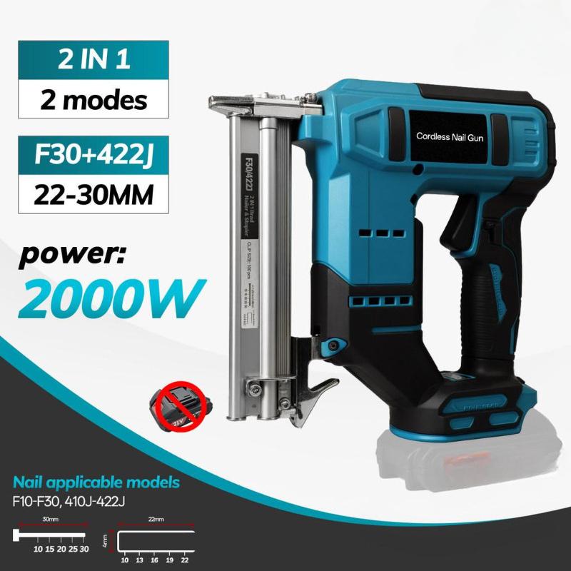 2000W 2-In-1 Woodworking Repair Machine Cordless Portable Electric Nail Gun Handheld Electric Nailer Stapler