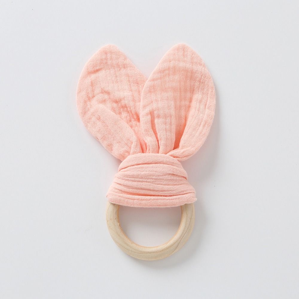 Soft Baby Wooden Hand Grasp Toy Natural Wooden Chewing Appease Toy Newborn Teething Ring  Sleep