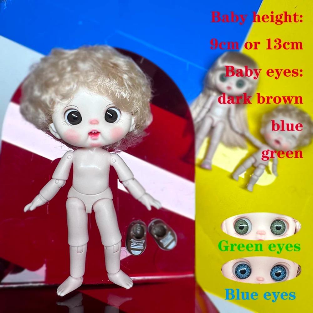 Cute Mini bjd Doll Girl Boy Bald head Ob11 1/12 Naked DIY Toys Handmede Dolls full Body Green Blue eyes Art Doll Accessories Art