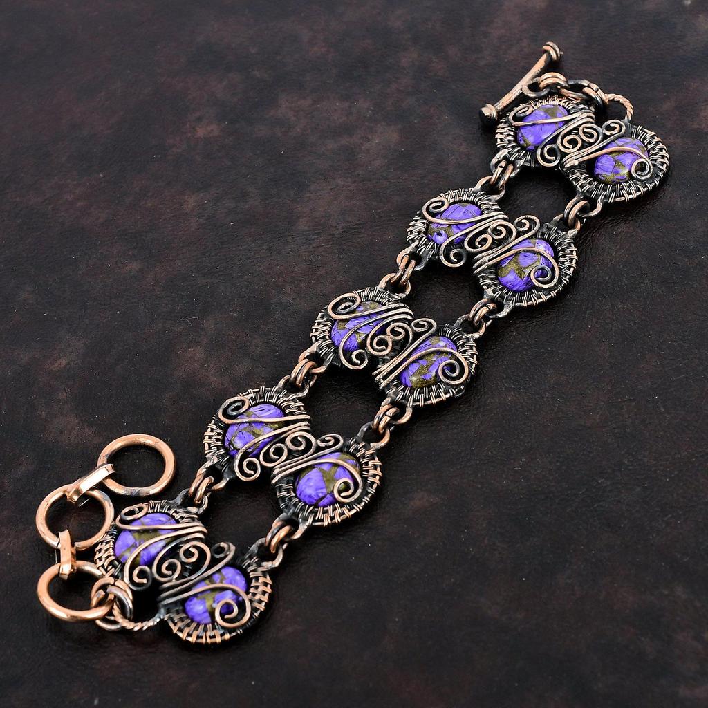 Kupfer Charoit Armband Kupferdraht gewickelt Armband verstellbare Kette Armband Kupfer Schmuck Edelstein Armband handgefertigten Schmuck für Geschenke