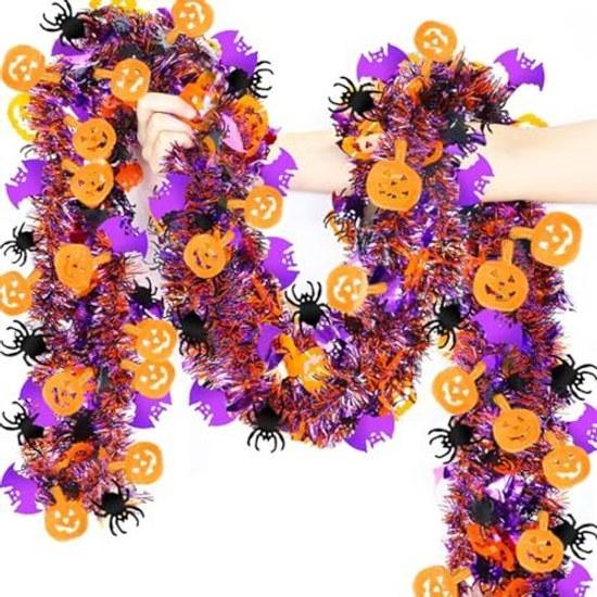 Halloween decorations Garland 5-piece set Sparkling metallic tinsel decoration decor cute pumpkin bat spider party supplies wall garden