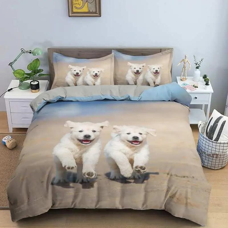 Dog Soft Duvet Cover Set Golden Retriever Quen Sized Dimensions Beding Set for Young Boys Young Girls Microfiber 3D Pet Themed Animal Funy Dog