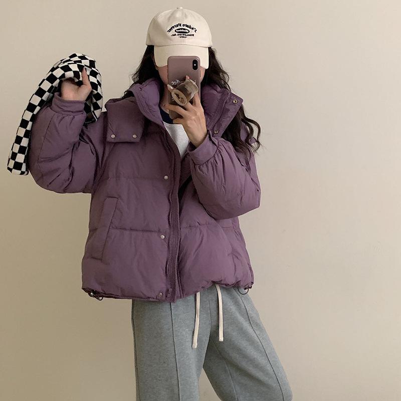 Hooded white duck down jacket women's 2024 winter new fashion sweet loose warm small bread jacket tide