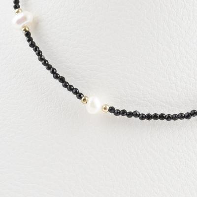 Women's Daily Black Spinel Raw Pearl Choker Petite Necklace
