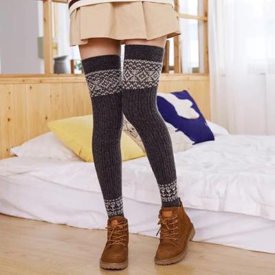 1 Pair Women Winter Calf Covers Thickend Material Colorblock Leg Cover Over Knee