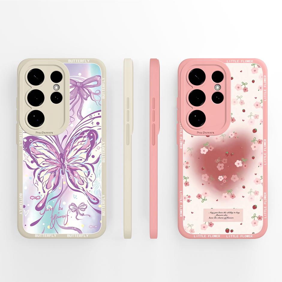 Case For Samsung Galaxy S26 Plus Ultra Pretty Flowers Liquid Silicone Protective Cover For SamsungS26Plus GalaxyS26 Ultra Fundas