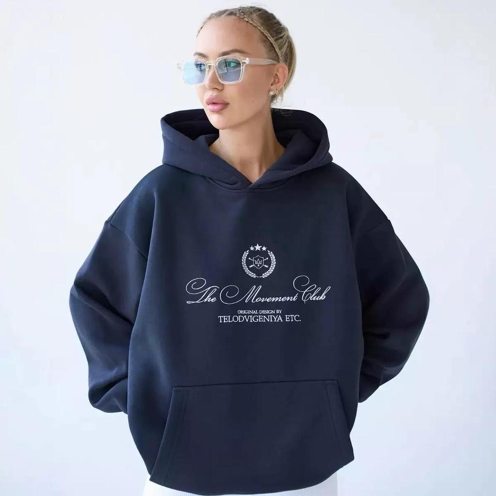Women's Trendy American Fleece Letter Hoodie - Stylish Autumn/Winter Couple's Top