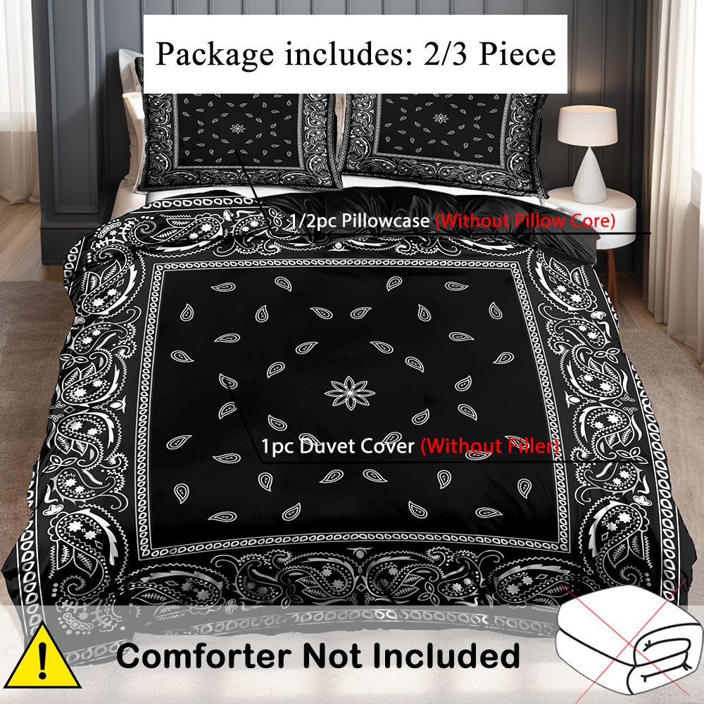 Comforter Paisley Mandala 3D Print Black Red Bohemian Style Double For Adults Queen King Size Bedding Set With