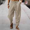 2023 Summer Men's Hip Hop Breathable Cotton Linen Loose Casual Pants