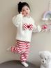 Girls' Flannel Striped Bow Pajama Set - Cozy Autumn/Winter Homewear for Babies 2025