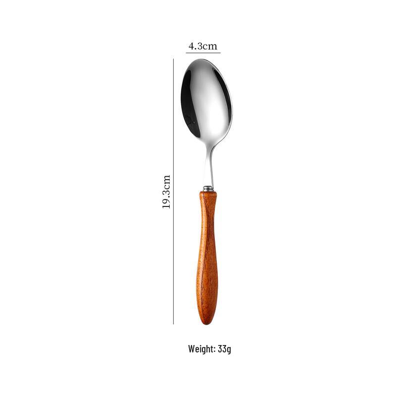 abay Japanese Style Wooden Handle Stainless Steel Spoon Set